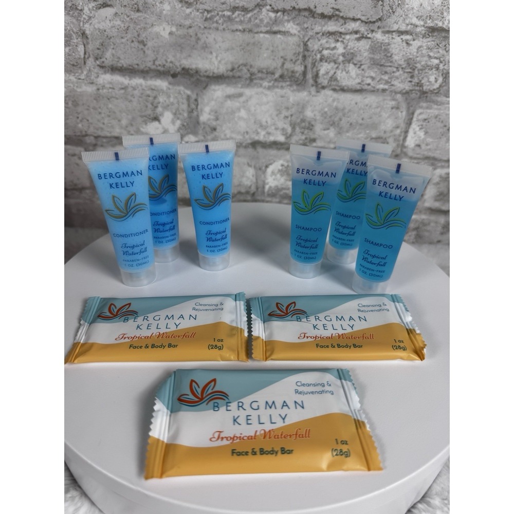 Bergman Kelly Travel 3 Shampoo, Conditoner, Face & Body Bar Tropical‎ Waterfall